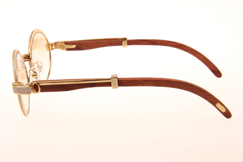 CT 7550178 55-22 Full Diamond Wood Sunglasses In Gold Brown