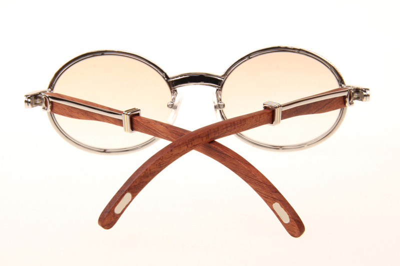 CT 7550178 55-22 Full Diamond Wood Sunglasses In Silver Brown