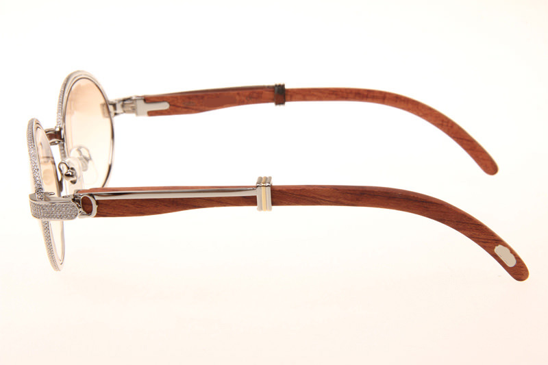 CT 7550178 55-22 Full Diamond Wood Sunglasses In Silver Brown