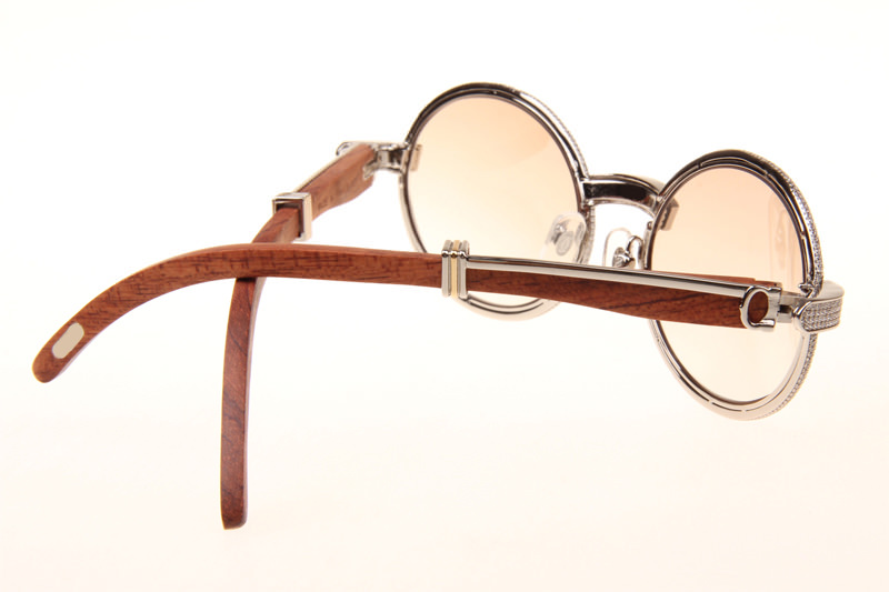 CT 7550178 55-22 Full Diamond Wood Sunglasses In Silver Brown