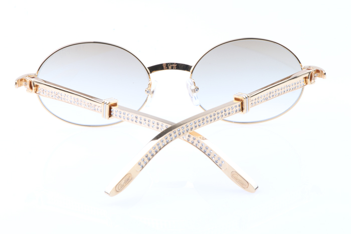 CT 7550178 55-22 Gold Stainless Steel Diamond Sunglasses In Gold Brown