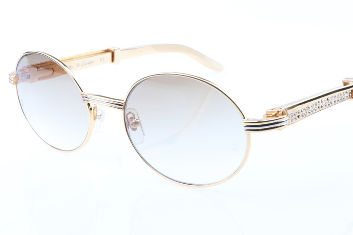 CT 7550178 55-22 Gold Stainless Steel Diamond Sunglasses In Gold Brown