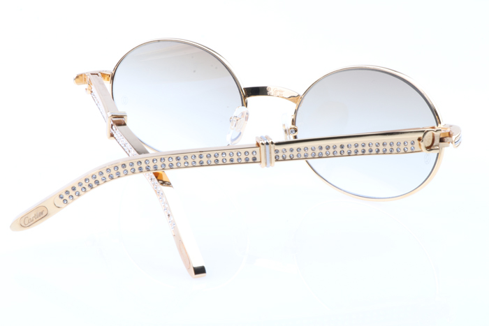 CT 7550178 55-22 Gold Stainless Steel Diamond Sunglasses In Gold Brown