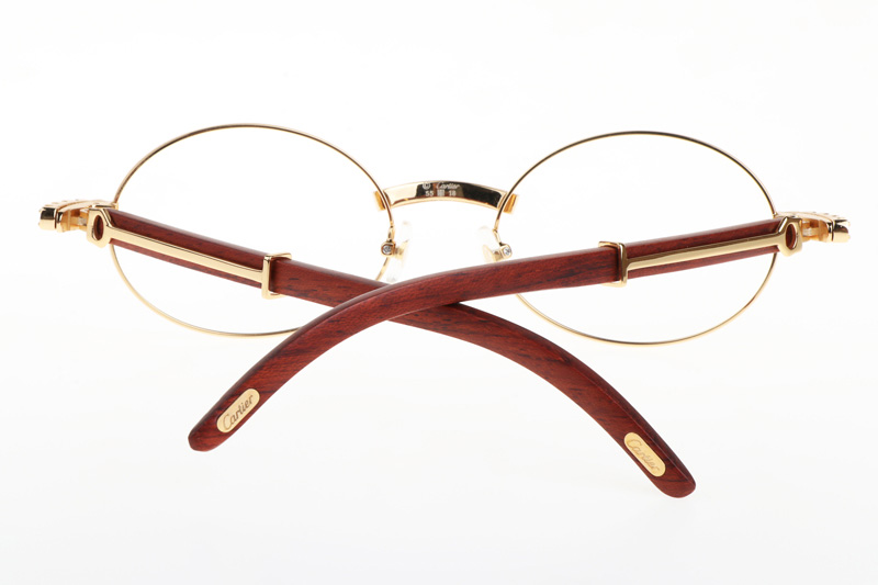 CT 7550178 55-22 New Diamond Wood Eyeglasses In Gold