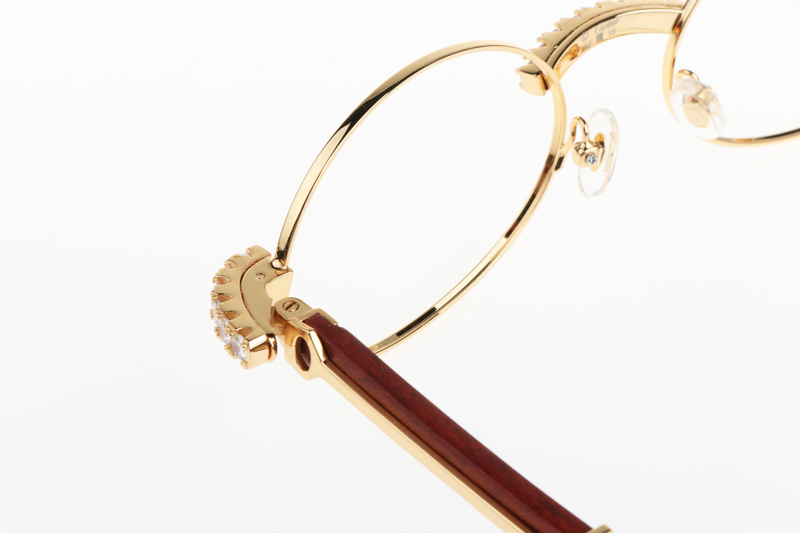 CT 7550178 55-22 New Diamond Wood Eyeglasses In Gold