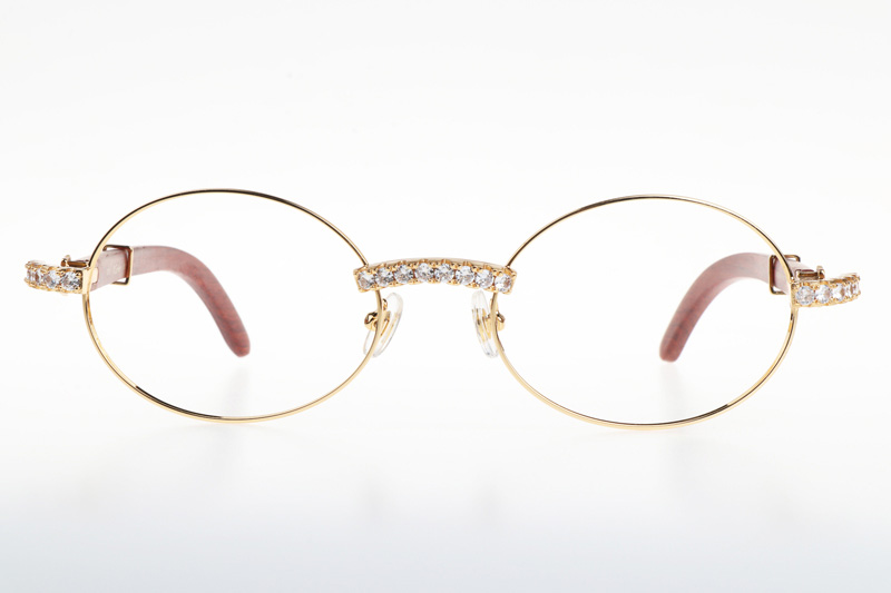 CT 7550178 55-22 New Diamond Wood Eyeglasses In Gold