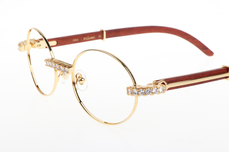 CT 7550178 55-22 New Diamond Wood Eyeglasses In Gold