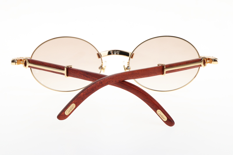 CT 7550178 55-22 New Diamond Wood Sunglasses In Gold Gradient Brown
