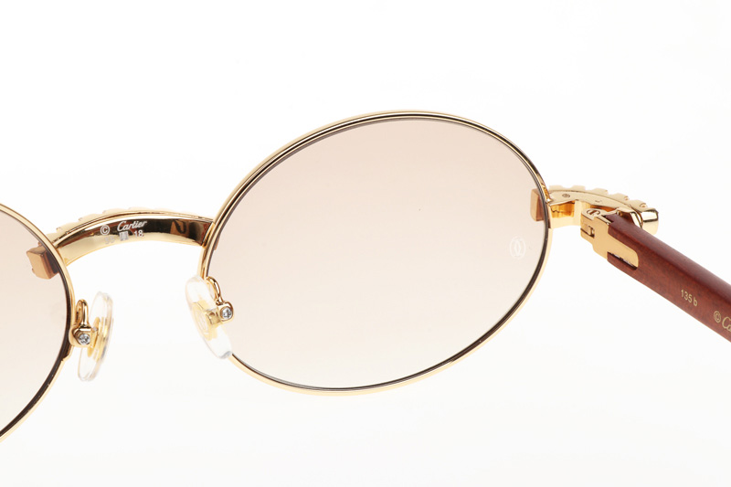 CT 7550178 55-22 New Diamond Wood Sunglasses In Gold Gradient Brown