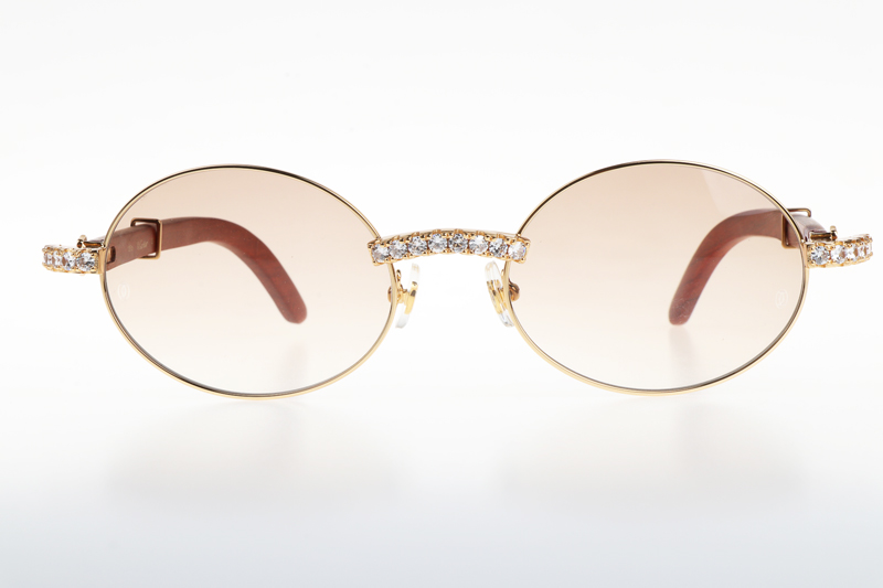 CT 7550178 55-22 New Diamond Wood Sunglasses In Gold Gradient Brown