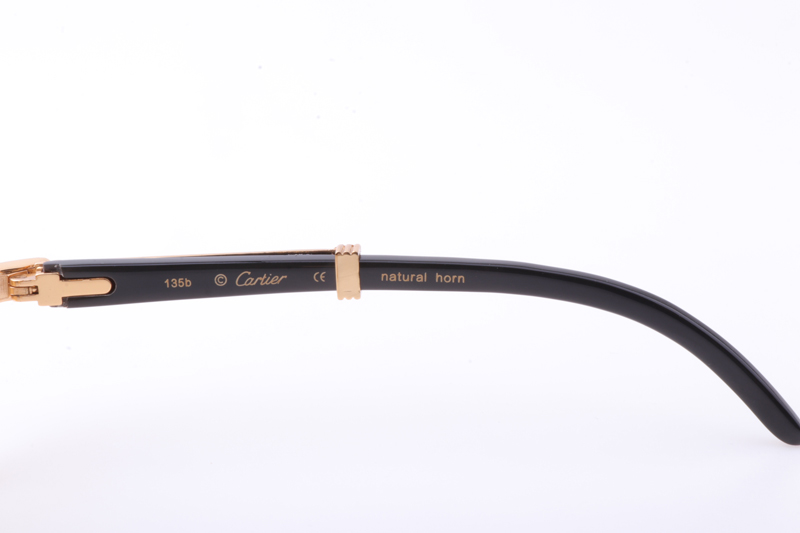 CT 7550178 55-22 New Full Diamond Black Buffalo Sunglasses In Gold Brown