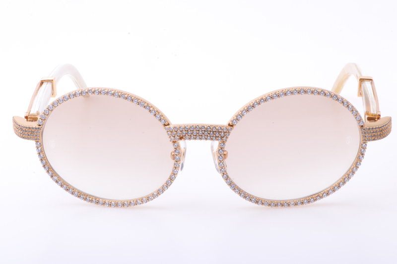 CT 7550178 55-22 New Full Diamond White Buffalo Sunglasses In Gold Brown