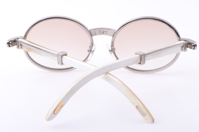 CT 7550178 55-22 New Full Diamond White Buffalo Sunglasses In Silver Brown