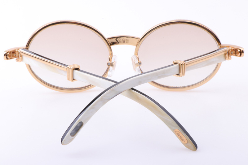 CT 7550178 55-22 New Full Diamond White Mix Black Buffalo Sunglasses In Gold Brown