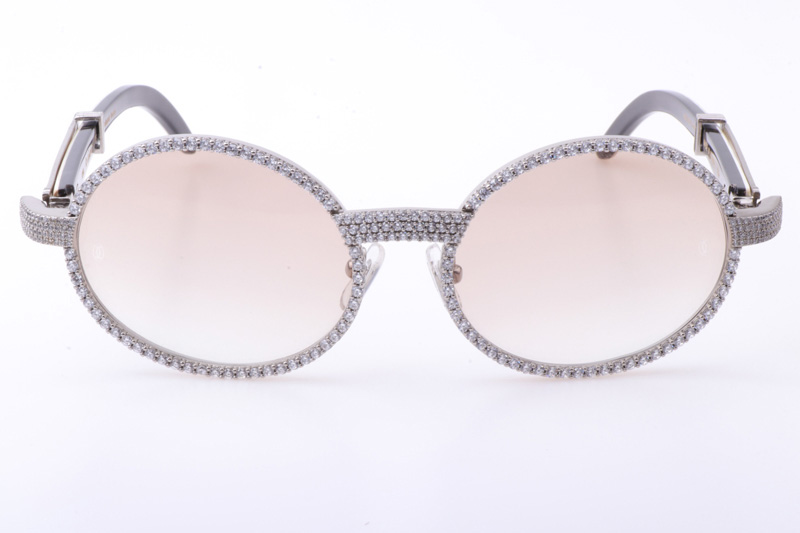 CT 7550178 55-22 New Full Diamond White Mix Black Buffalo Sunglasses In Silver Brown