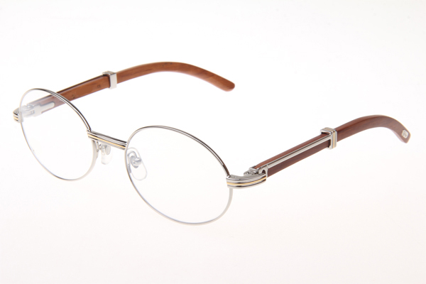CT 7550178 55-22 Wood Eyeglasses In Silver