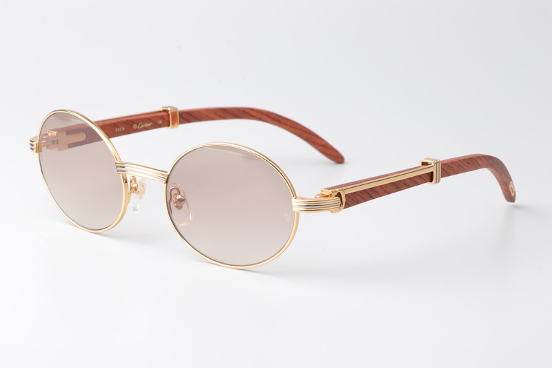 CT 7550178 55-22 Wood Sunglasses In Gold Brown