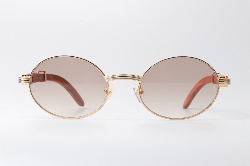 CT 7550178 55-22 Wood Sunglasses In Gold Brown