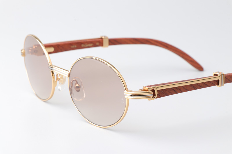 CT 7550178 55-22 Wood Sunglasses In Gold Brown