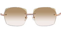 CT 8300818 Big Diamonds Engrave Lens Green Wood Sunglasses In Gold Brown