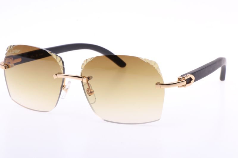 CT 8300818 Engrave Lens Black Wood Sunglasses In Gold Brown