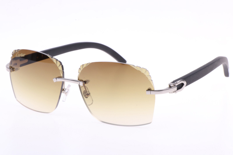 CT 8300818 Engrave Lens Black Wood Sunglasses In Silver Brown