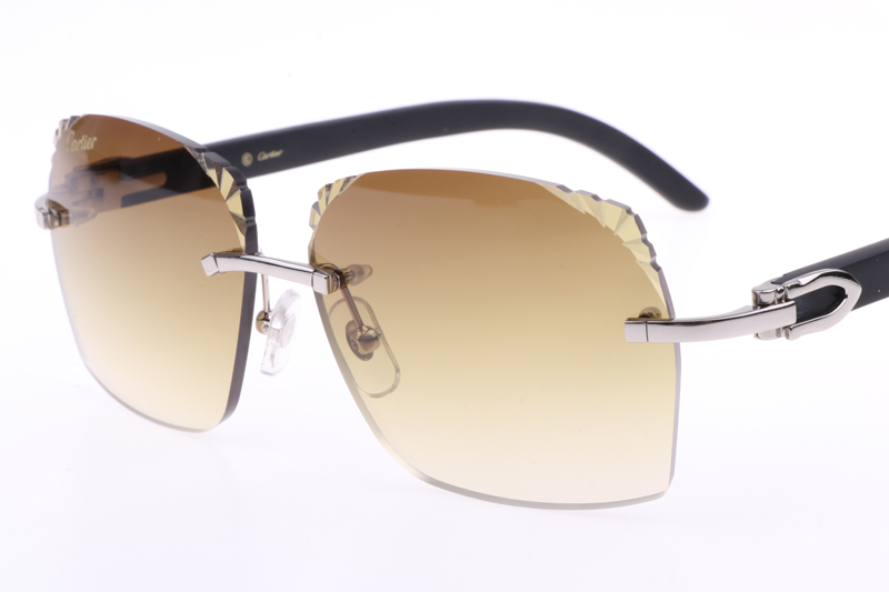 CT 8300818 Engrave Lens Black Wood Sunglasses In Silver Brown