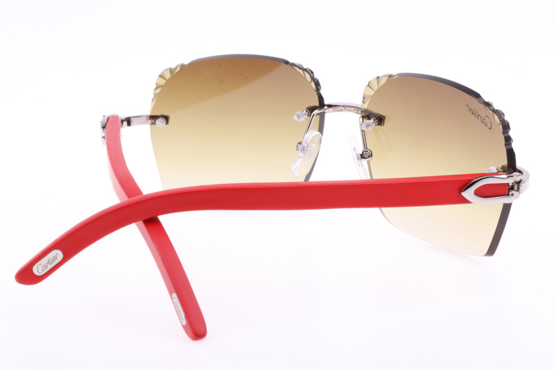 CT 8300818 Engrave Lens Red Wood Sunglasses In Silver Brown