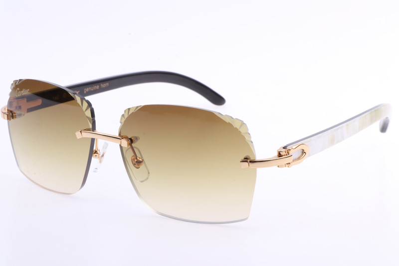 CT 8300818 Engrave Lens White Mix Black Buffalo Sunglasses In Gold Brown