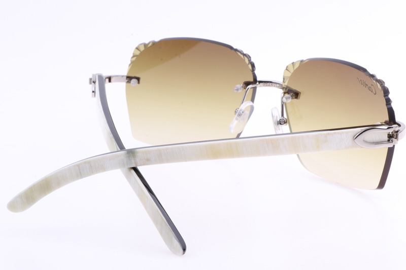 CT 8300818 Engrave Lens White Mix Black Buffalo Sunglasses In Silver Brown