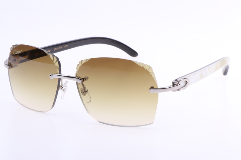 CT 8300818 Engrave Lens White Mix Black Buffalo Sunglasses In Silver Brown