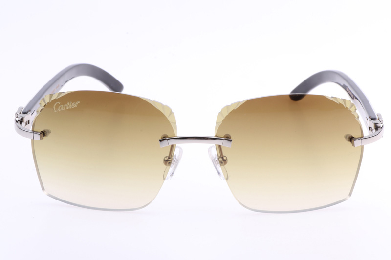 CT 8300818 Engrave Lens White Mix Black Buffalo Sunglasses In Silver Brown