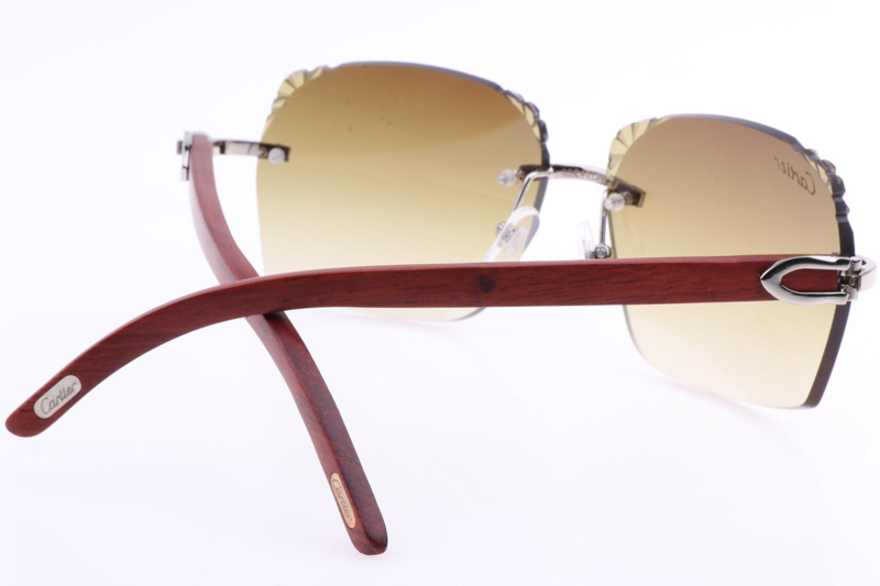 CT 8300818 Engrave Lens Wood Sunglasses In Silver Brown