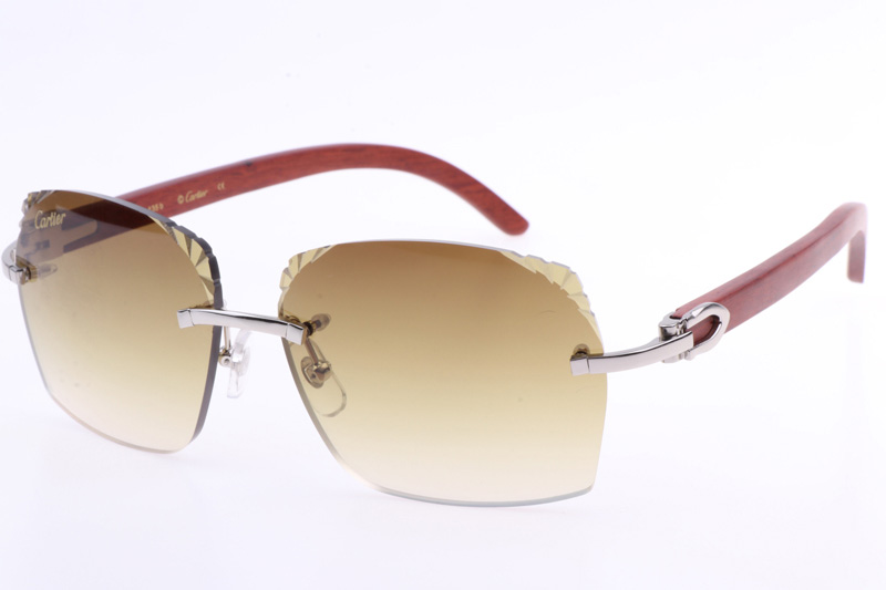 CT 8300818 Engrave Lens Wood Sunglasses In Silver Brown