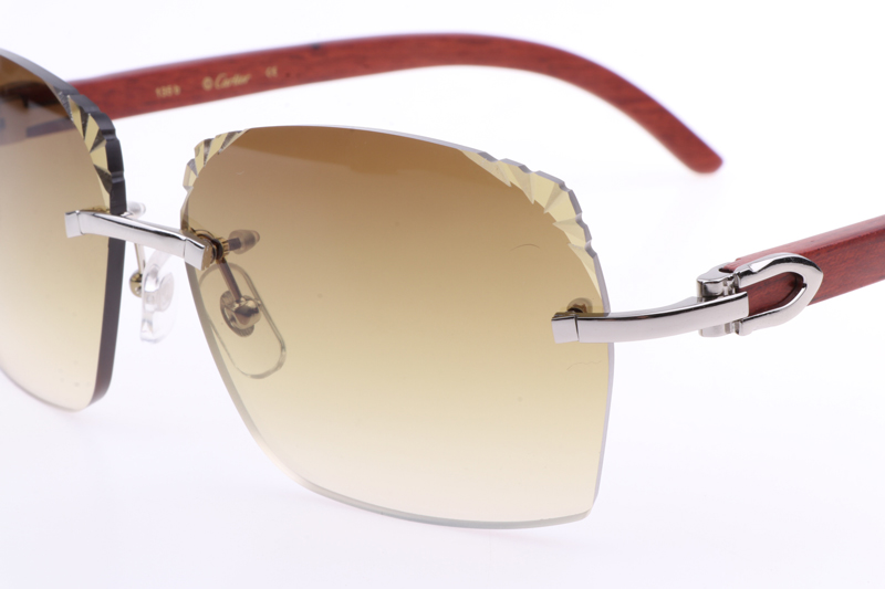 CT 8300818 Engrave Lens Wood Sunglasses In Silver Brown
