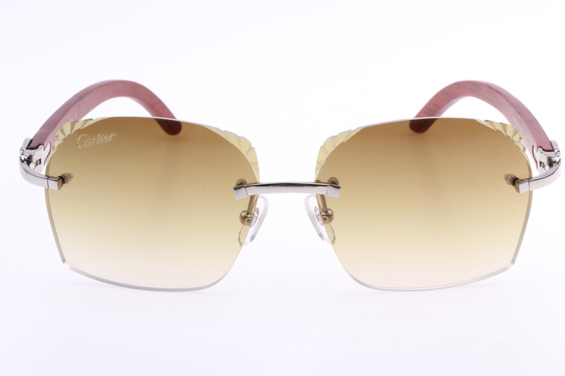 CT 8300818 Engrave Lens Wood Sunglasses In Silver Brown