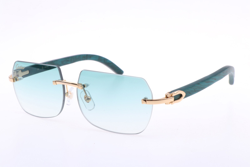 CT 8300818 Green Wood Sunglasses In Gold Gradient Green