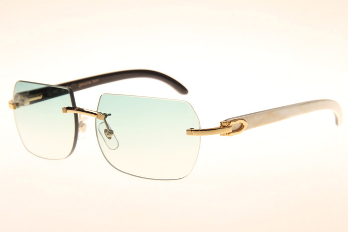 CT 8300818 White Mix Black Buffalo Sunglasses In Gold Gradient Green