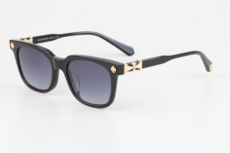 Cox Ucker Sunglasses Black Gold Gradient Gray