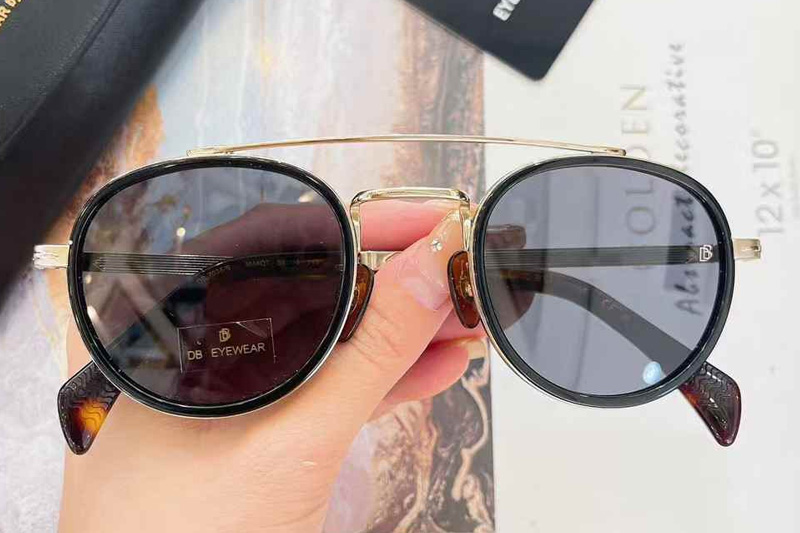 DB7036S Sunglasses Black Gold Gray