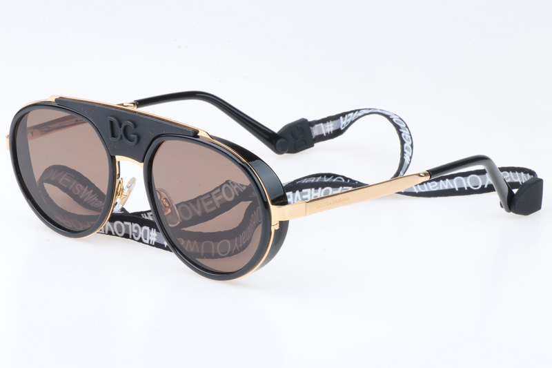 DG2210 Sunglasses In Black Gold Gradient Brown