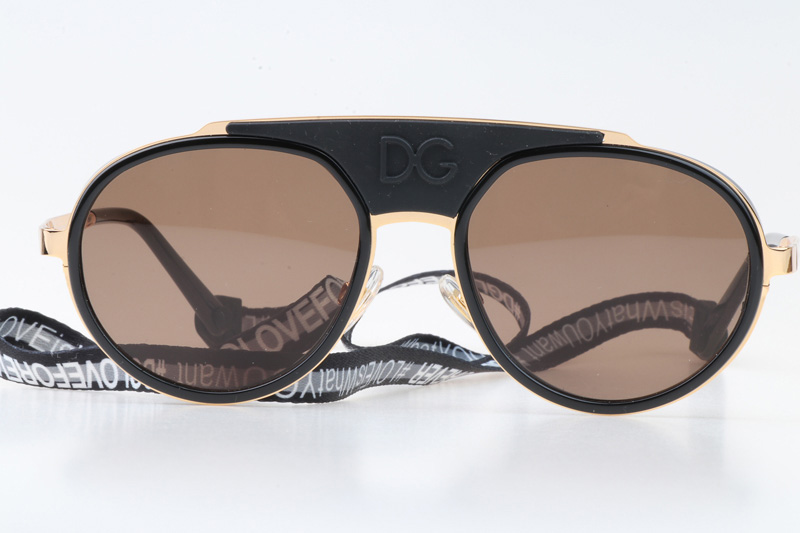 DG2210 Sunglasses In Black Gold Gradient Brown