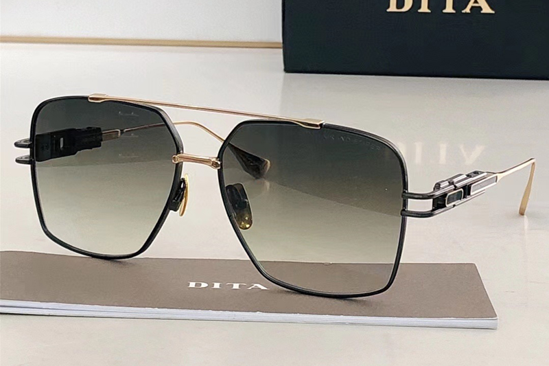 DT GRAND EMPERIK DTS159 Sunglasses In Black Gold Gradient Green