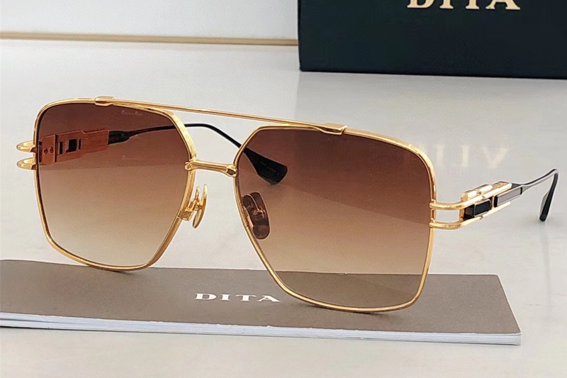 DT GRAND EMPERIK DTS159 Sunglasses In Gold Black Gradient Brown