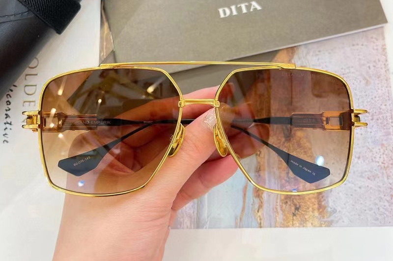 DT GRAND EMPERIK DTS159 Sunglasses In Gold Black Gradient Brown