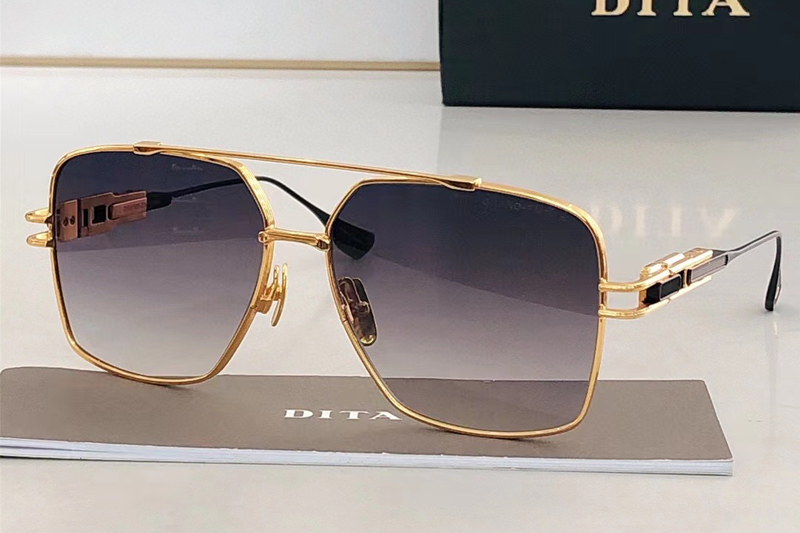 DT GRAND EMPERIK DTS159 Sunglasses In Gold Black Gradient Grey