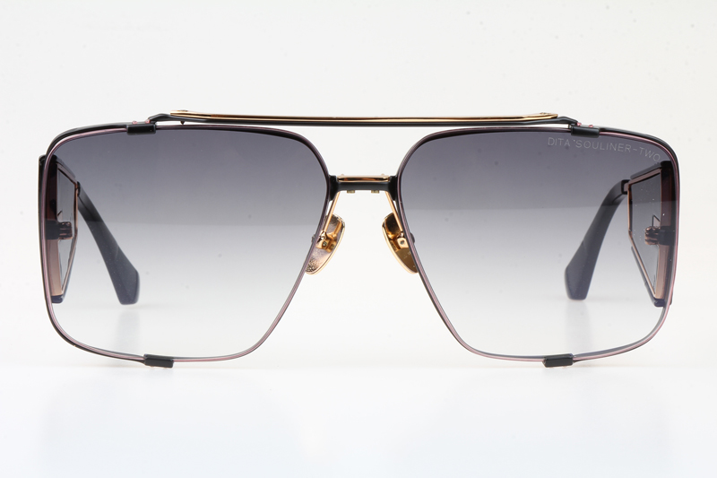 DT SOULINER TWO Sunglasses In Gold Black Gradient Grey