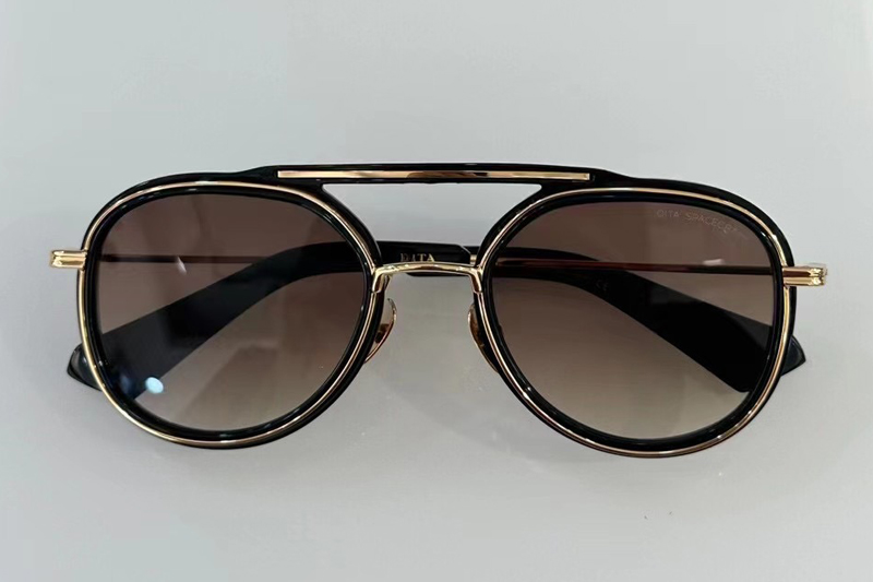 DT SPACECRAFT Sunglasses In Black Gold Gradient Brown Lens