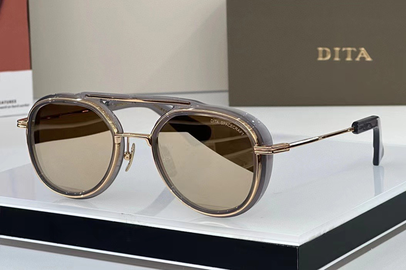 DT SPACECRAFT Sunglasses In Grey Gold Gold Mirror Lens