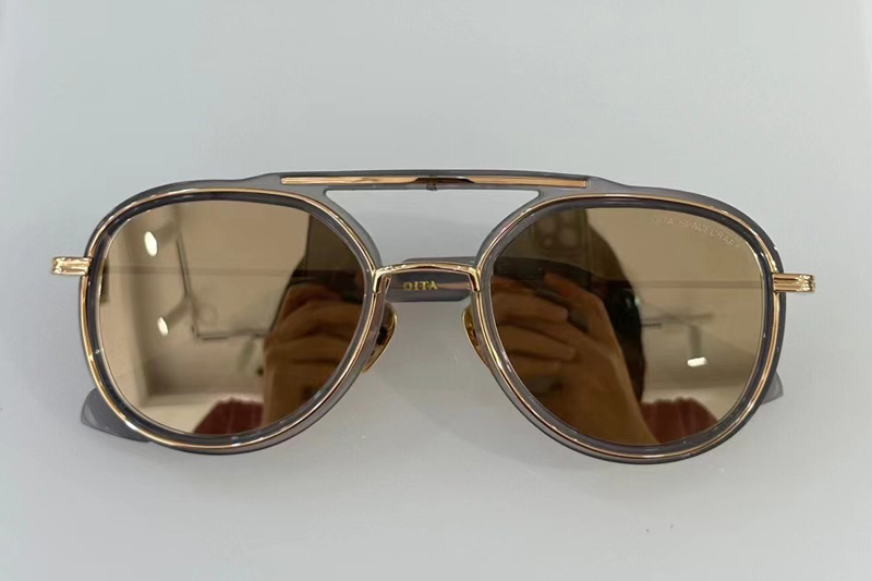 DT SPACECRAFT Sunglasses In Grey Gold Gold Mirror Lens